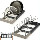 7-Grid Telescopic Pot & Pan Organizer Rack