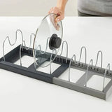 7-Grid Telescopic Pot & Pan Organizer Rack