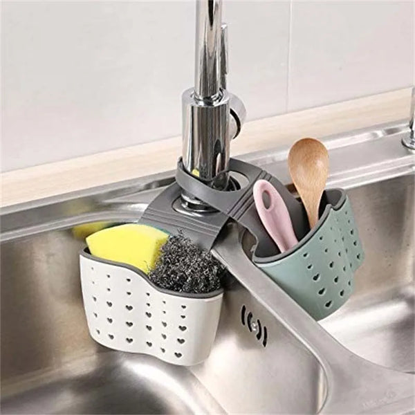 Adjustable Sink Faucet Hanging Organizer Basket
