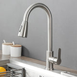 Brushed Nickel Pull-Out Kitchen Faucet Mixer